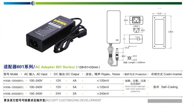 آداپتور منبع تغذیه دوربین مداربسته IP20 داخلی 60W 12V4A 12V5A آداپتور جهانی AC DC 0